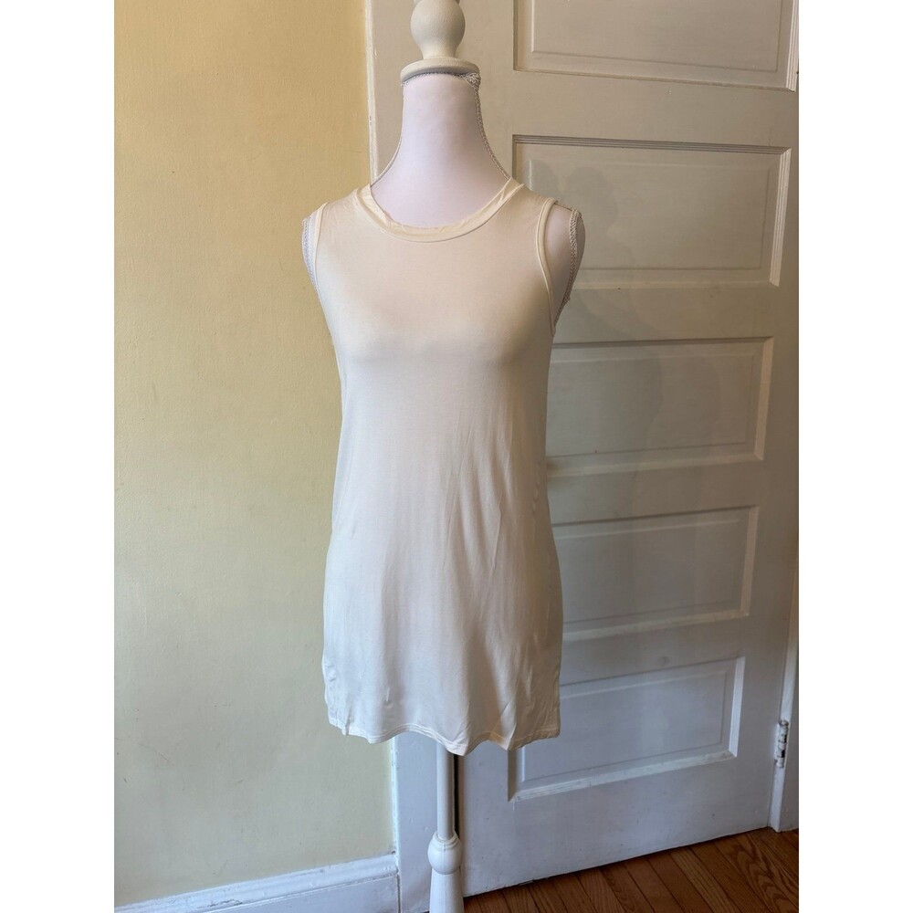 Tank Top tunic womens basic layering white cream essential crewneck wide strap